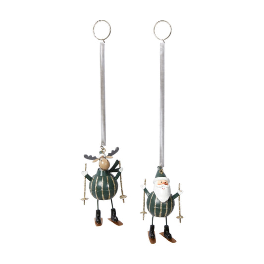 Julekule nisse og elg på ski - 1stk